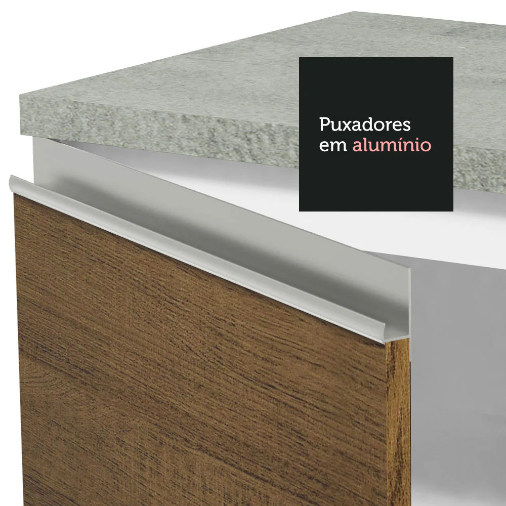 Bajo Mesada Cocina 120 x 60 cm 2 Puertas e 3 Cajones (Con Mesada) Blanco/Marrón Glamy Madesa - Image 6