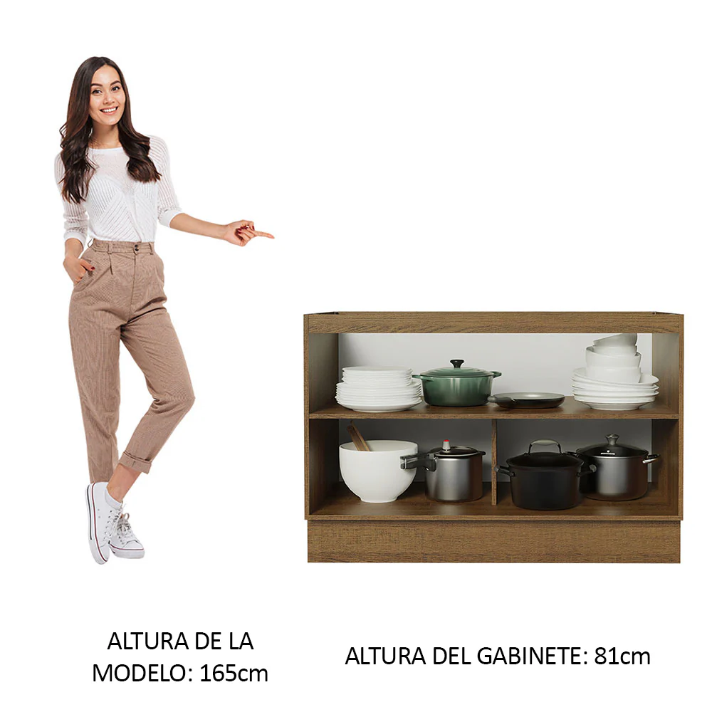 Bajo Mesada Cocina 120 x 60 cm 2 Puertas (Sin Mesada) Marrón/Blanco Stella Madesa - Image 3