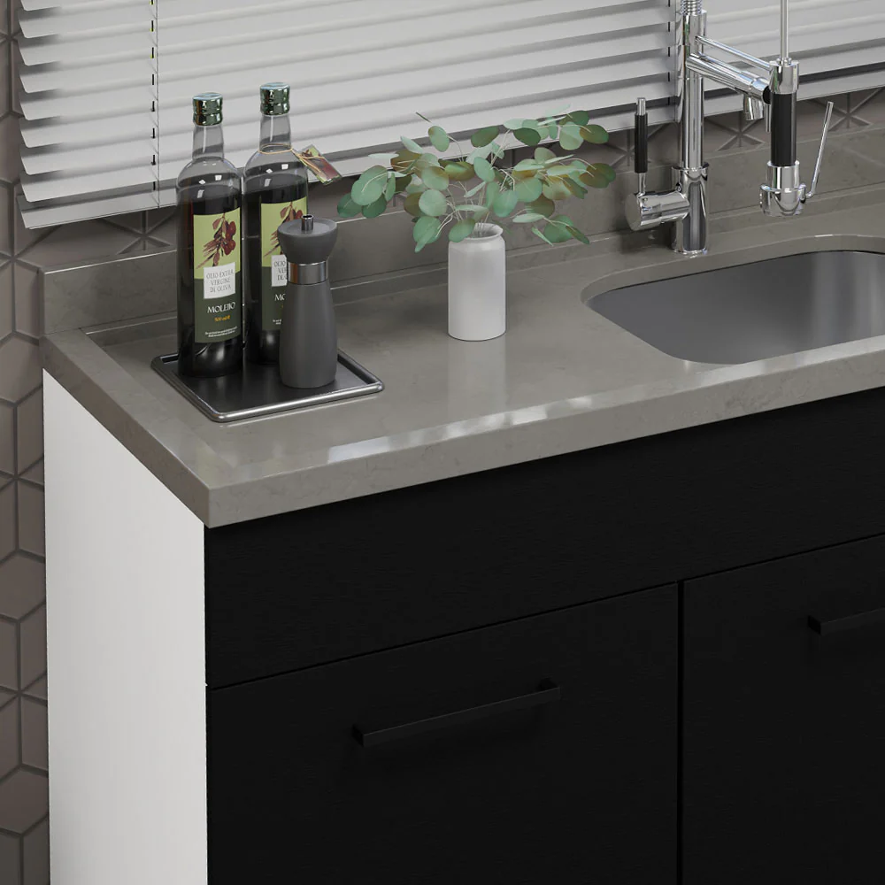 Bajo Mesada Cocina 150 cm 2 Puertas e 2 Cajones (Sin Mesada y Bacha) Blanco/Negro Agata Madesa - Image 8