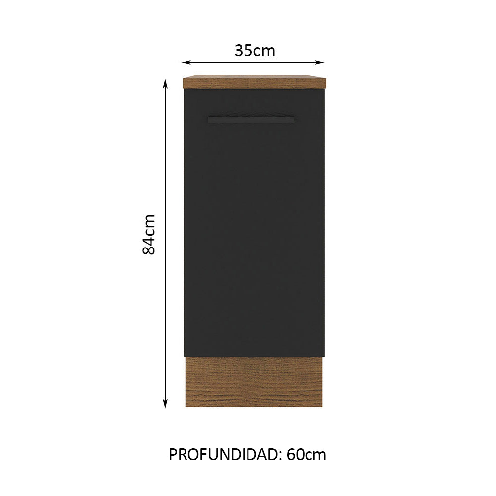 Bajo Mesada Cocina 35 x 60 cm 1 Puerta (Con Mesada) Marrón/Negro Agata Madesa - Image 2