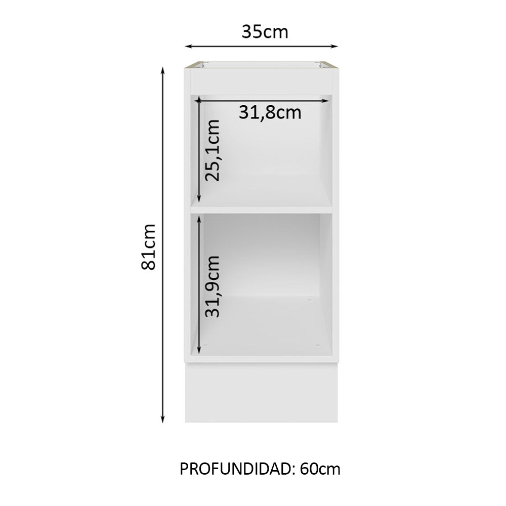 Bajo Mesada Cocina 35 x 60 cm 1 Puerta (Sin Mesada) Blanco/Marrón Glamy Madesa - Image 3