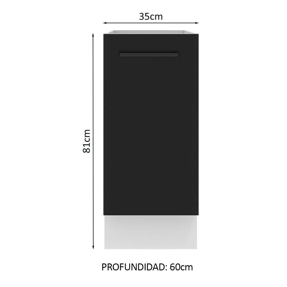 Bajo Mesada Cocina 35 x 60 cm 1 Puerta (Sin Mesada) Blanco/Negro Agata Madesa - Image 2