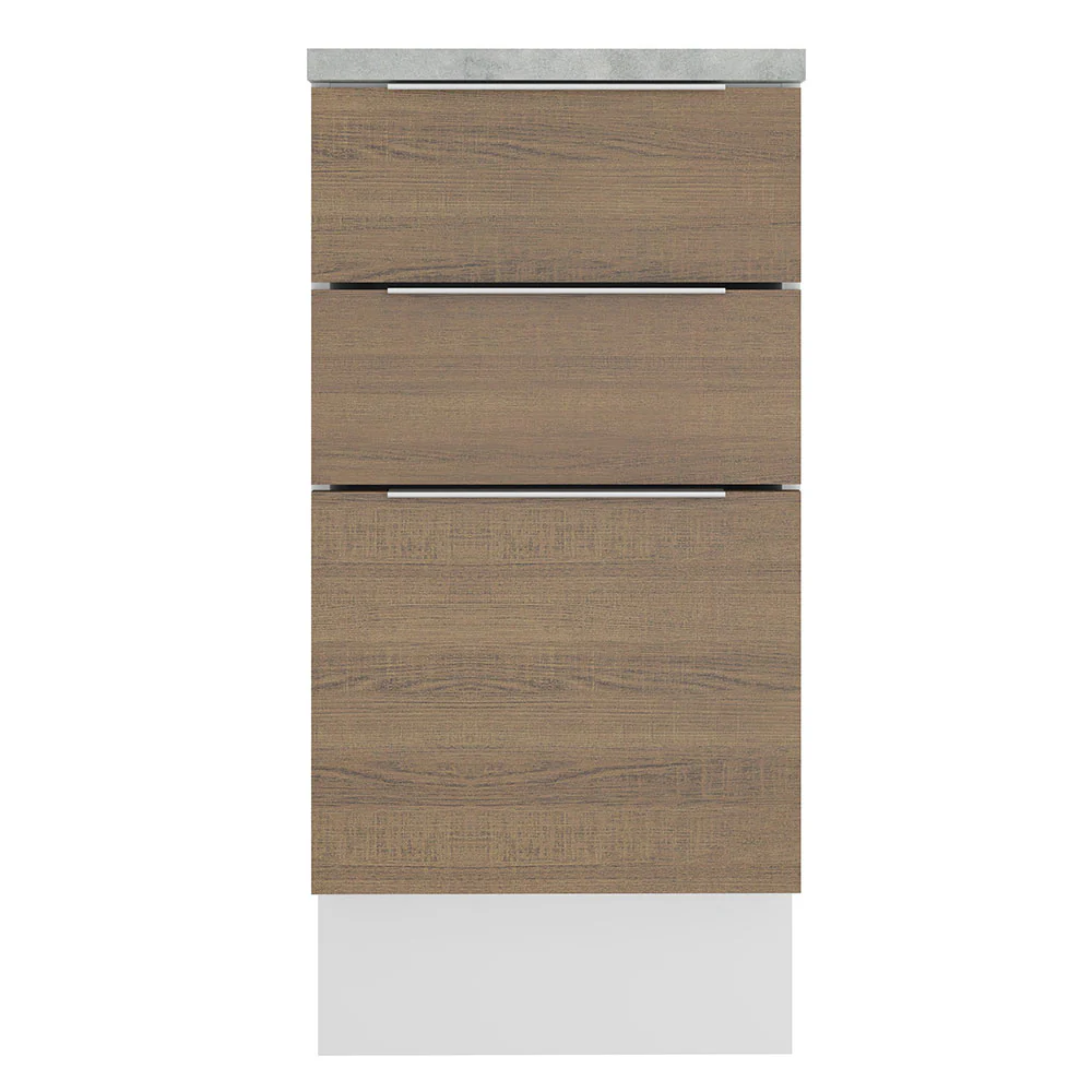 Bajo Mesada Cocina 40 cm 3 Cajones Blanco/Marrón Stella Madesa - Image 7