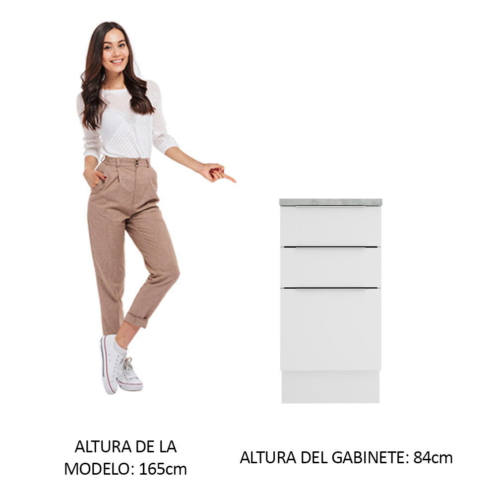 Bajo Mesada Cocina 40 cm 3 Cajones Blanco Stella Madesa - Image 3