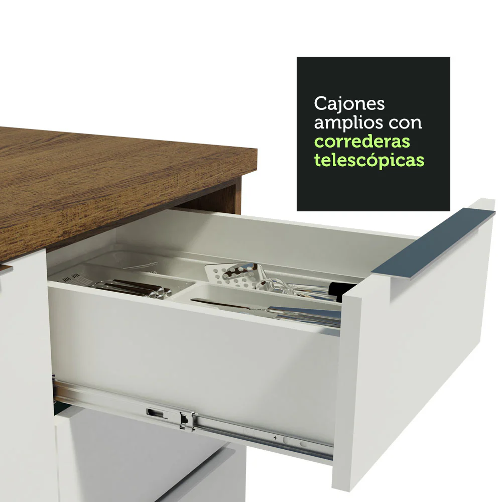 Bajo Mesada Cocina 40 cm 3 Cajones Marrón/Blanco Stella Madesa - Image 4
