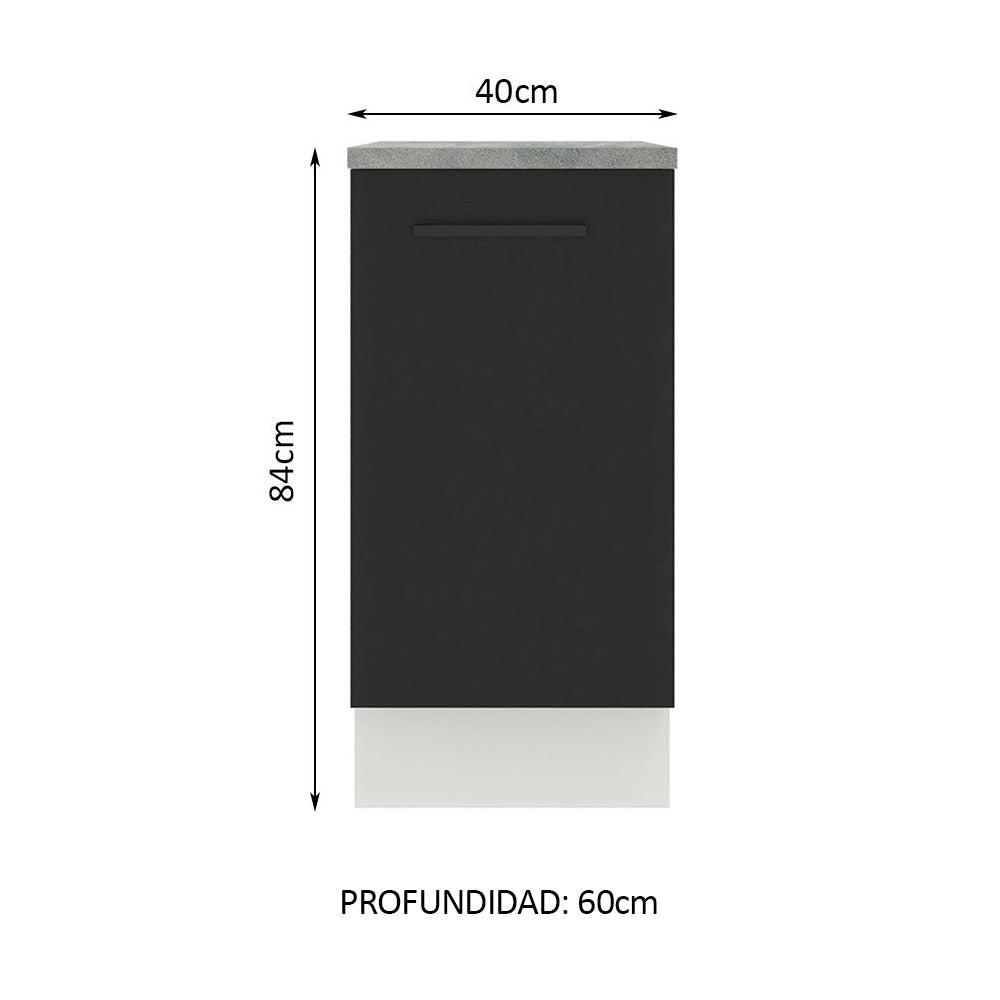 Bajo Mesada Cocina 40 x 60 cm 1 Puerta (Con Mesada) Blanco/Negro Agata Madesa - Image 2