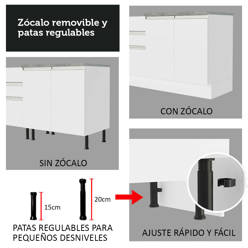 Bajo Mesada Cocina 40 x 60 cm 1 Puerta (Sin Mesada) Blanco Glamy Madesa - Image 9