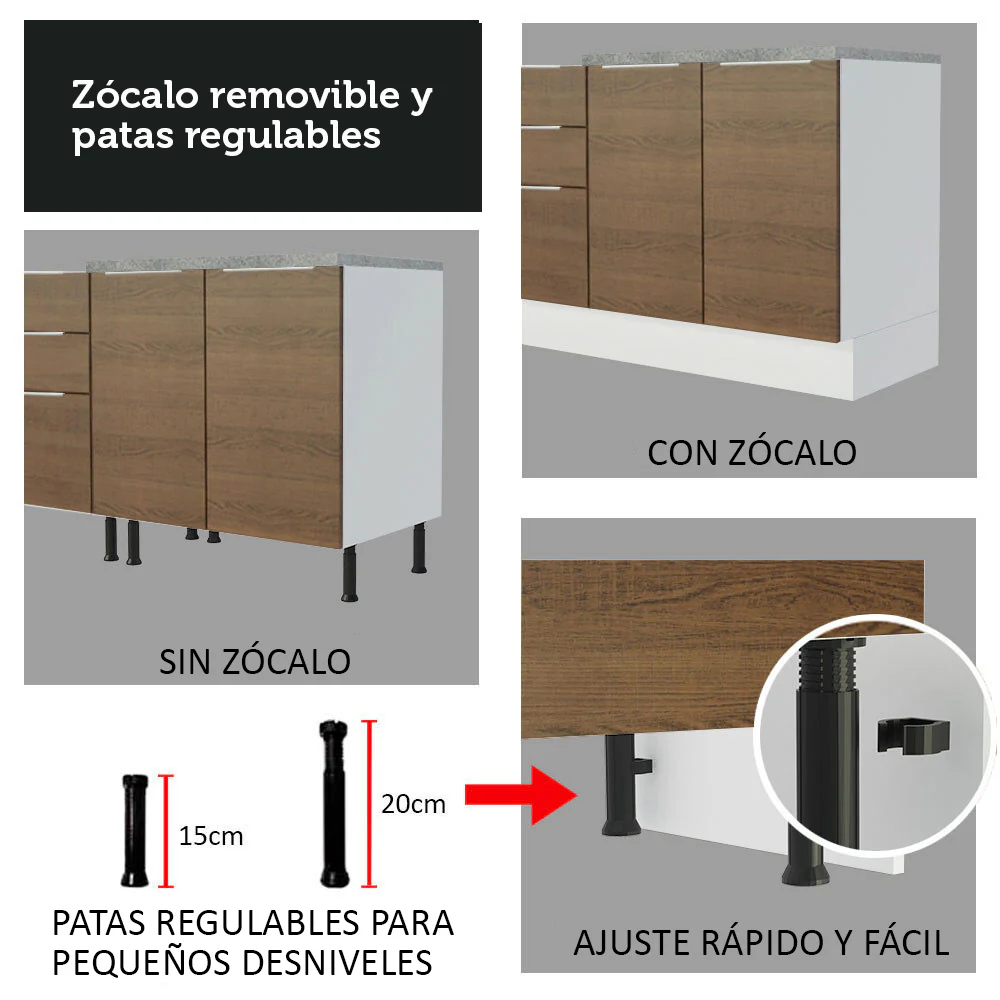 Bajo Mesada Cocina 40 x 60 cm 1 Puerta (Sin Mesada) Blanco/Marrón Stella Madesa - Image 8