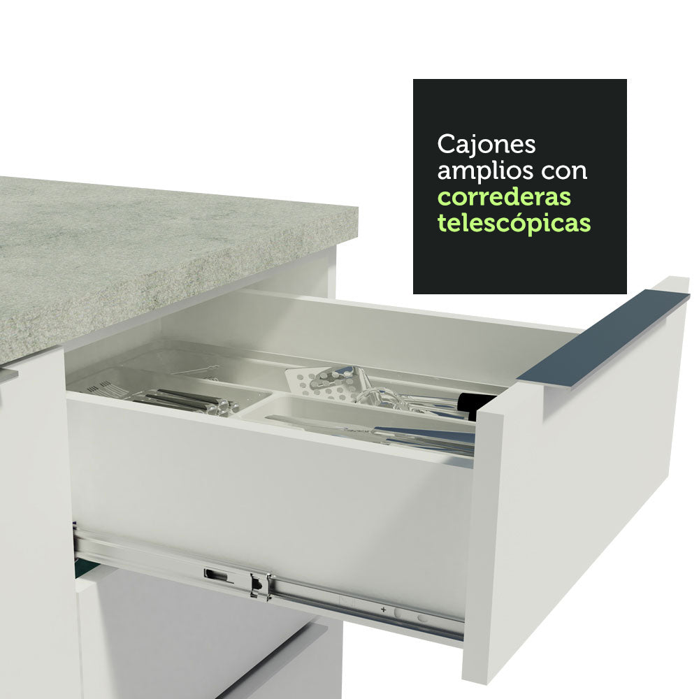 Bajo Mesada Cocina 40 x 60 cm 3 Cajones (Sin Mesada) Blanco Stella Madesa - Image 4