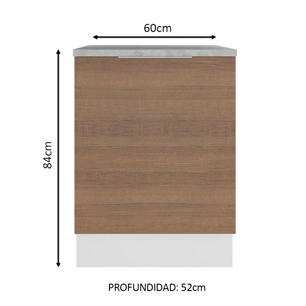 Bajo Mesada Cocina 60 cm 1 Puerta Blanco/Marrón Stella Madesa - Image 2