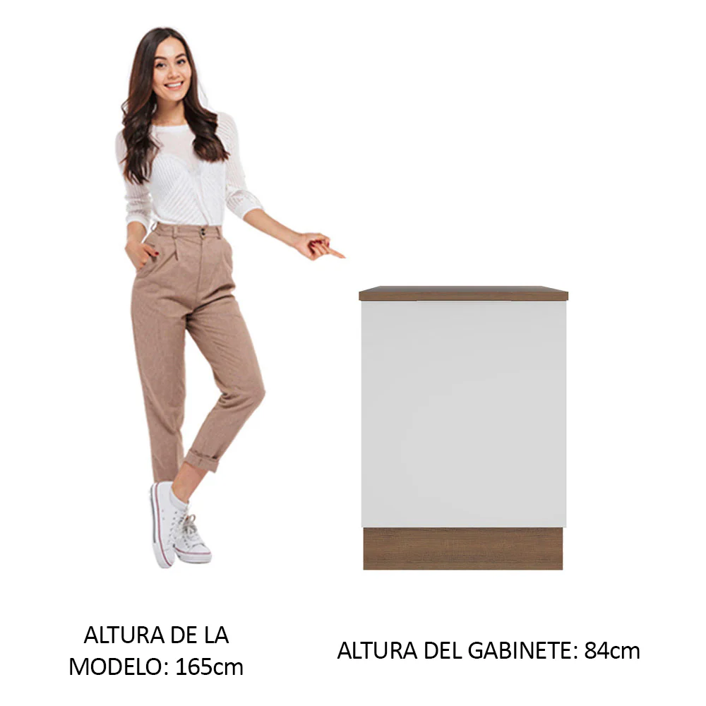 Bajo Mesada Cocina 60 cm 1 Puerta Marrón/Blanco Stella Madesa - Image 3