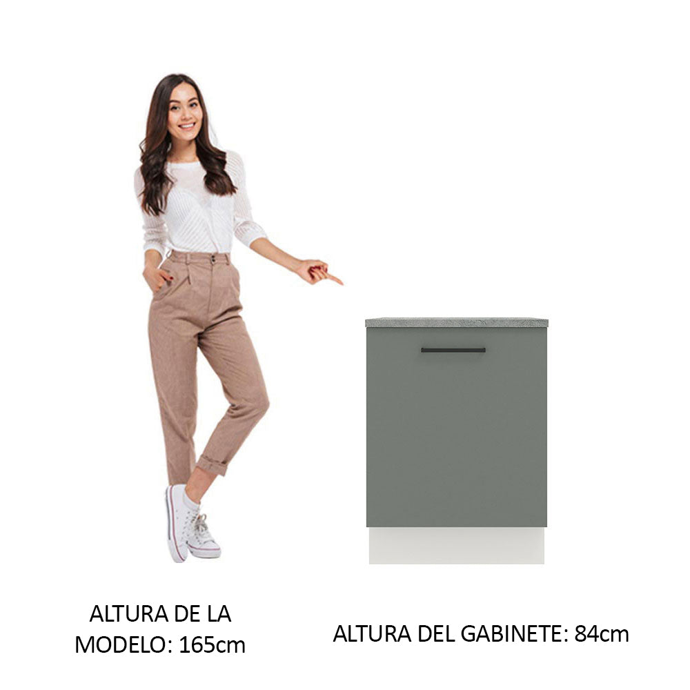 Bajo Mesada Cocina 60 x 60 cm 1 Puerta (Con Mesada) Blanco/Gris Agata Madesa - Image 3