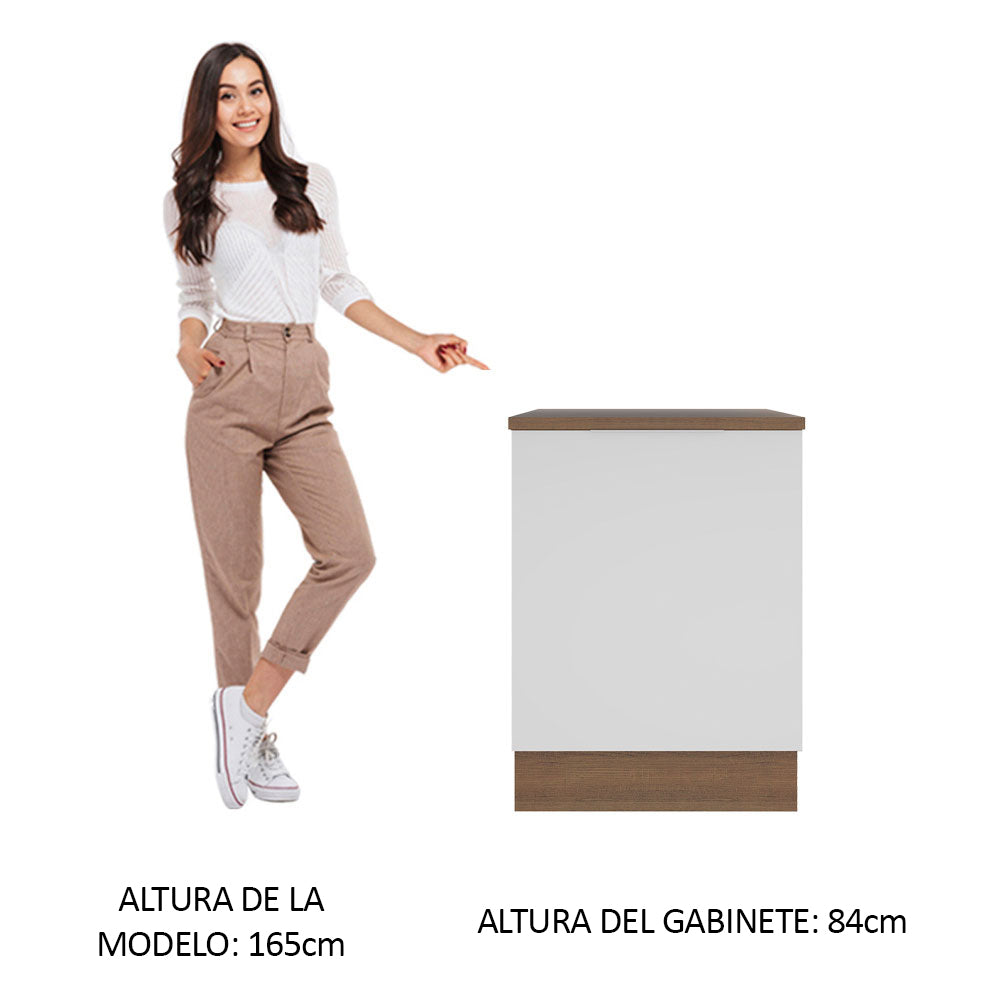 Bajo Mesada Cocina 60 x 60 cm 1 Puerta (Con Mesada) Marrón/Blanco Stella Madesa - Image 3