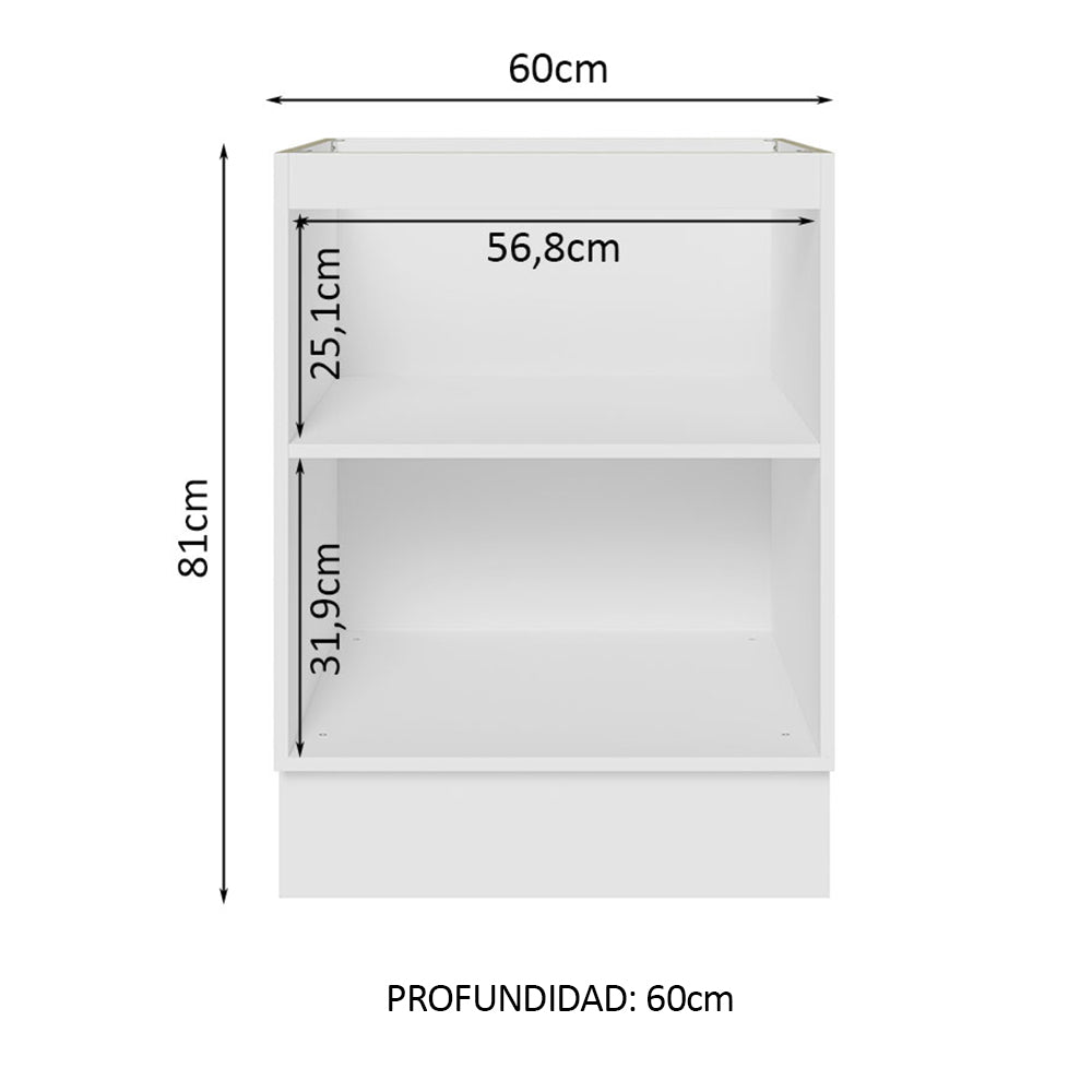 Bajo Mesada Cocina 60 x 60 cm 1 Puerta (Sin Mesada) Blanco Glamy Madesa - Image 3