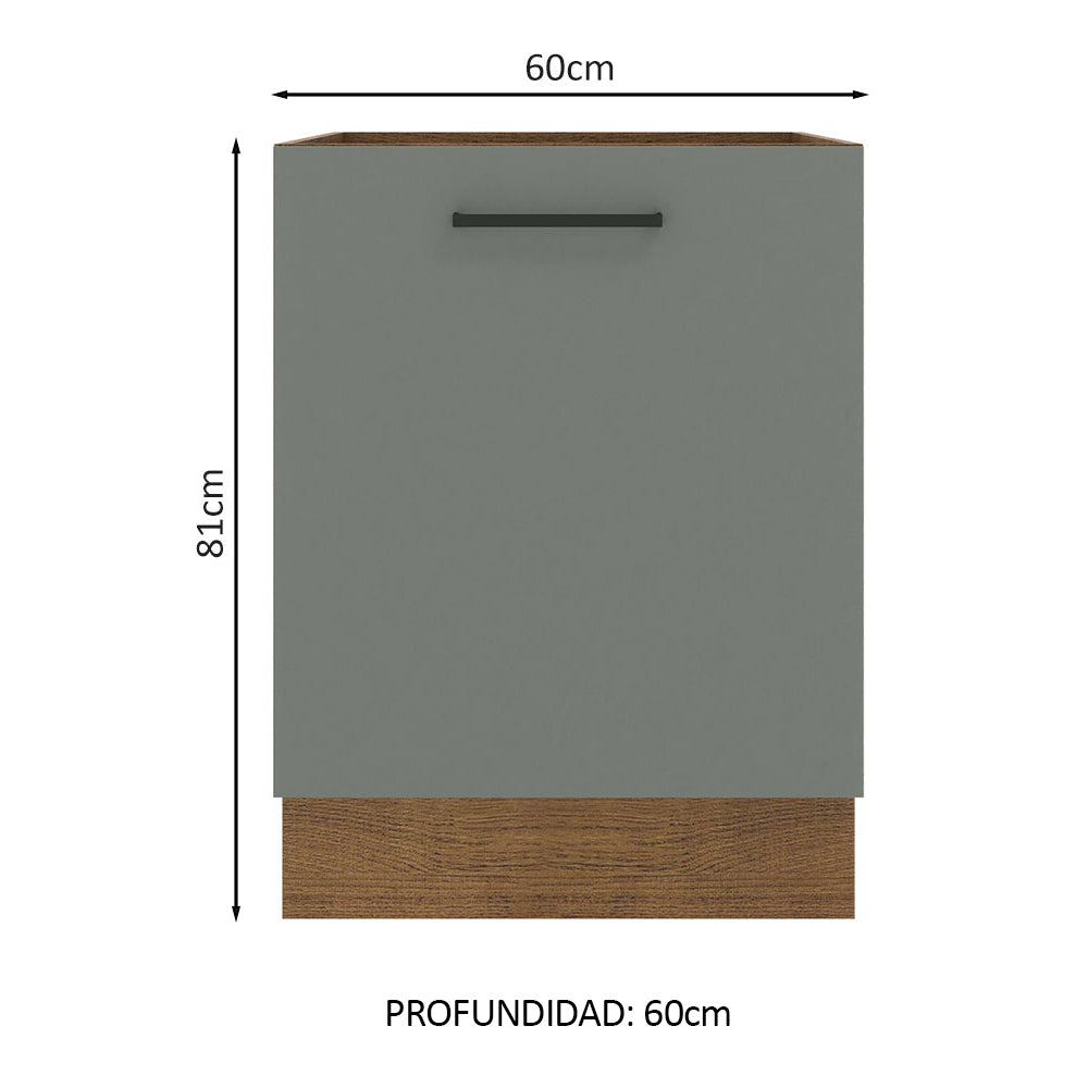 Bajo Mesada Cocina 60 x 60 cm 1 Puerta (Sin Mesada) Marrón/Gris Agata Madesa - Image 2