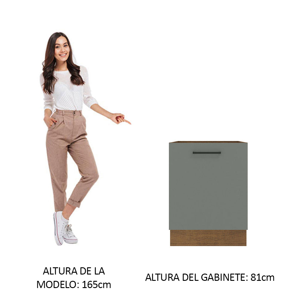 Bajo Mesada Cocina 60 x 60 cm 1 Puerta (Sin Mesada) Marrón/Gris Agata Madesa - Image 3