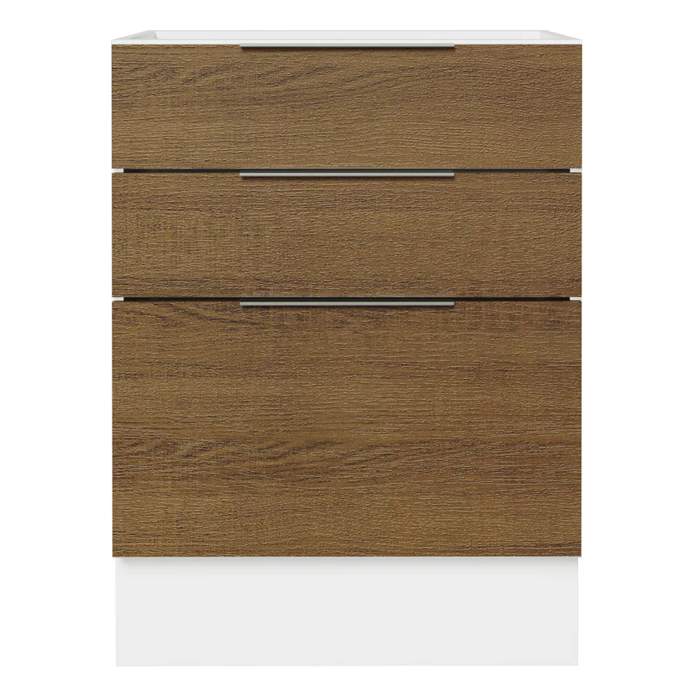 Bajo Mesada Cocina 60 x 60 cm 3 Cajones (Sin Mesada) Blanco/Marrón Stella Madesa - Image 7