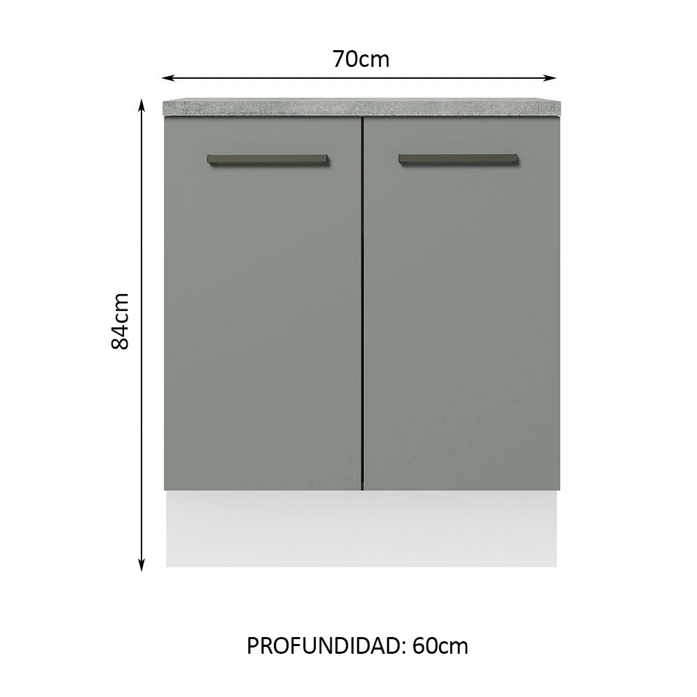 Bajo Mesada Cocina 70 x 60 cm 2 Puertas (Con Mesada) Blanco/Gris Agata Madesa - Image 2