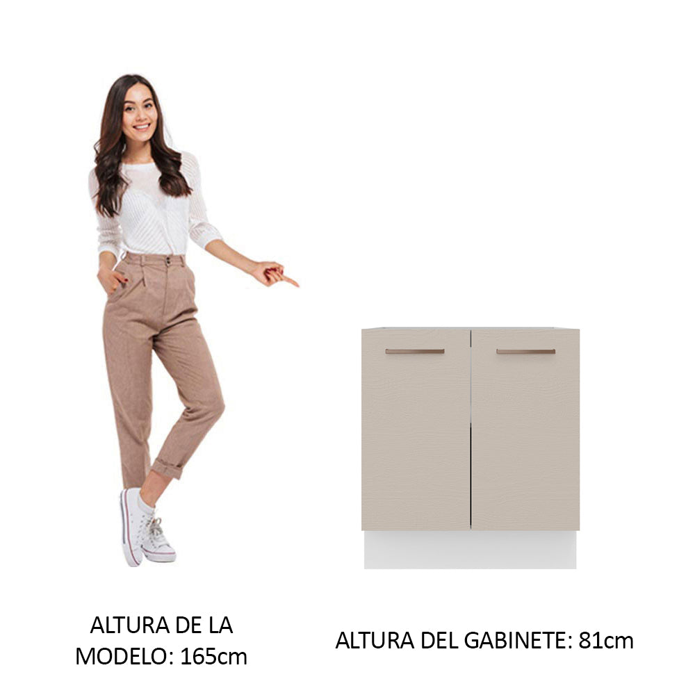 Bajo Mesada Cocina 70 x 60 cm 2 Puertas (Sin Mesada) Blanco/Crema Agata Madesa - Image 3