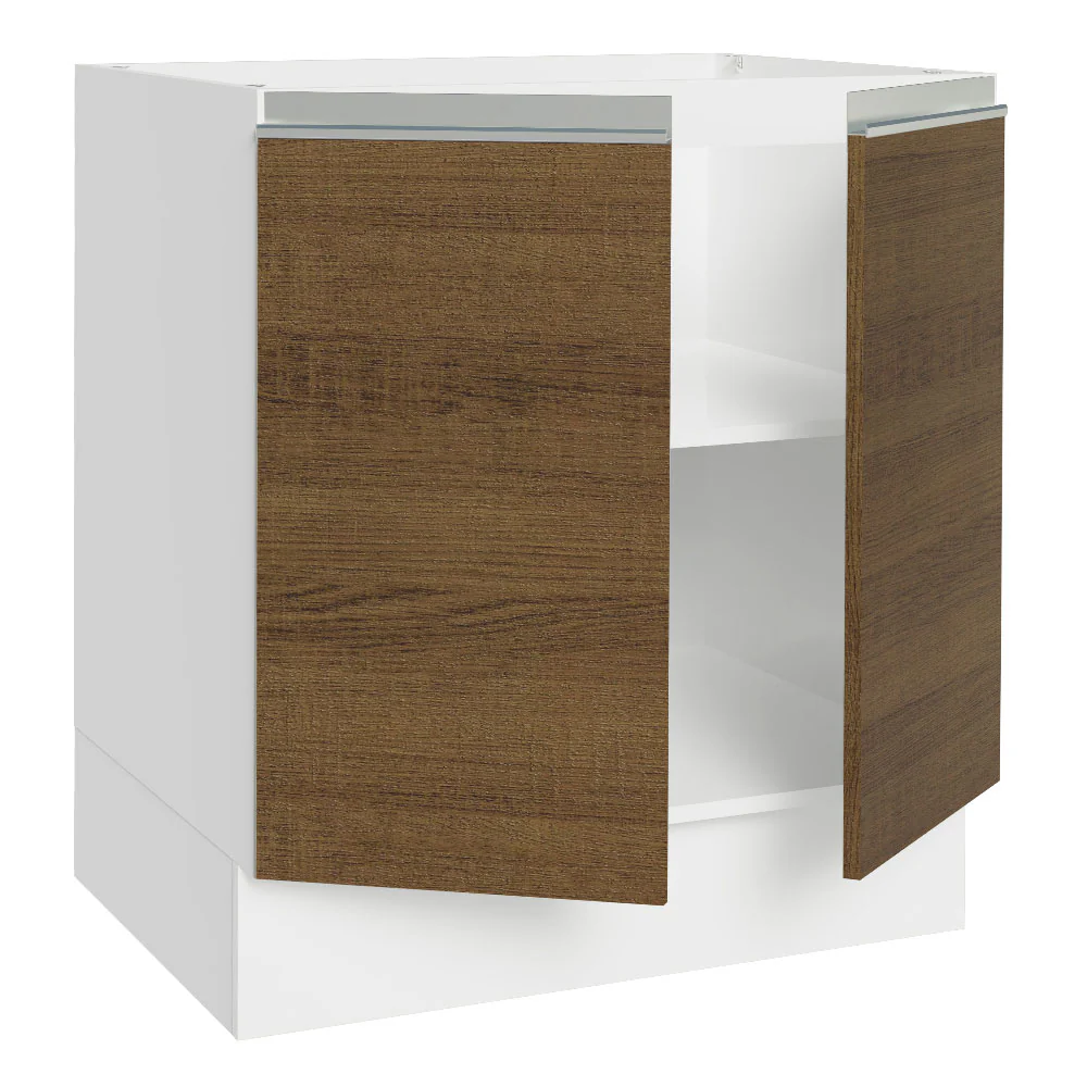 Bajo Mesada Cocina 70 x 60 cm 2 Puertas (Sin Mesada) Blanco/Marrón Glamy Madesa - Image 7