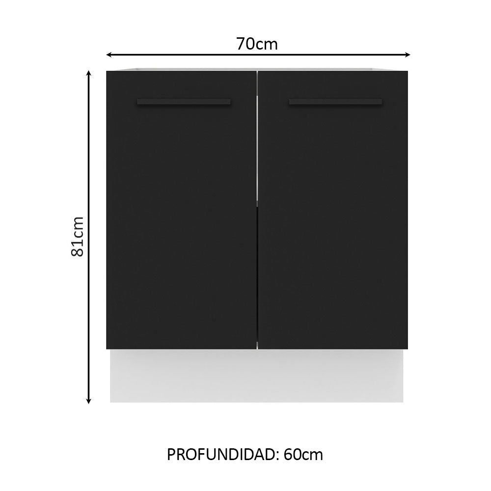 Bajo Mesada Cocina 70 x 60 cm 2 Puertas (Sin Mesada) Blanco/Negro Agata Madesa - Image 2