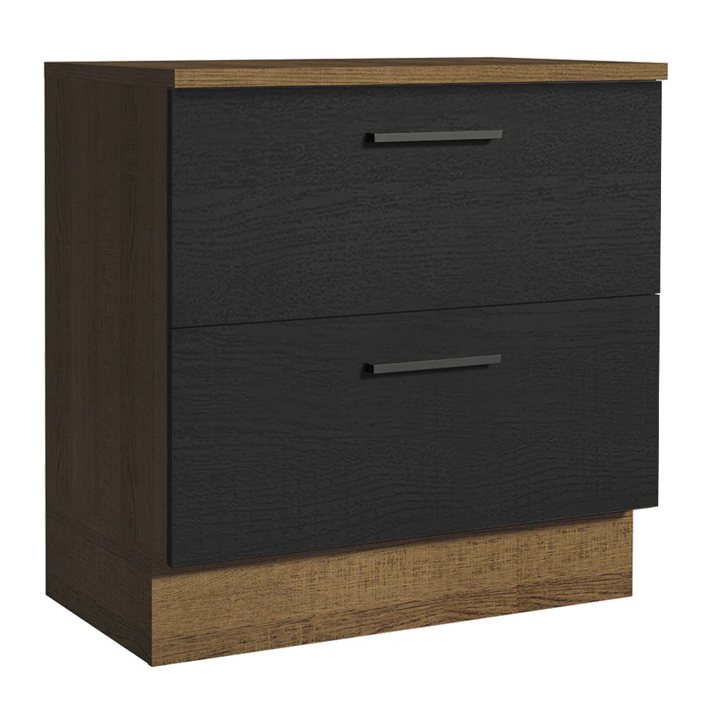 Bajo Mesada Cocina 80 cm 2 Cajones Marrón/Negro Agata Madesa