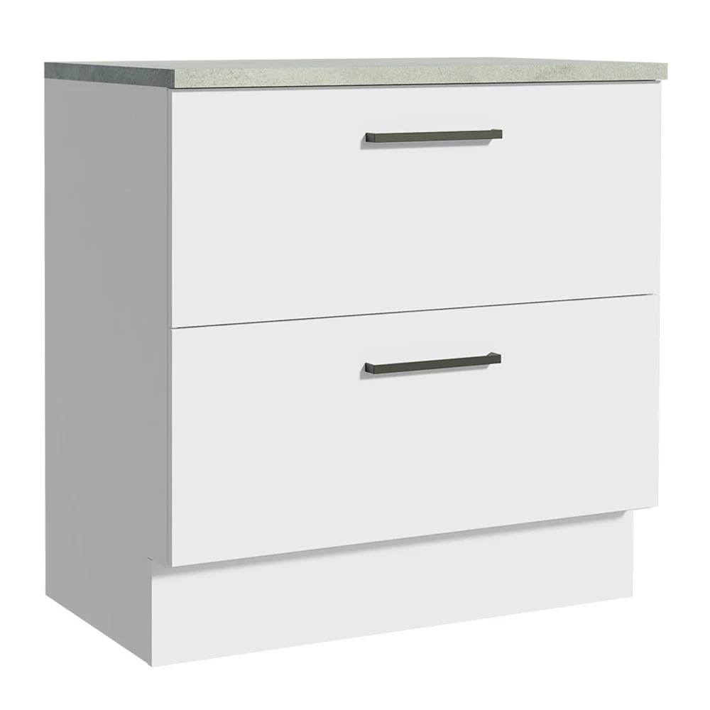 Bajo Mesada Cocina 80 x 60 cm 2 Cajones (Con Mesada) Blanco Agata Madesa