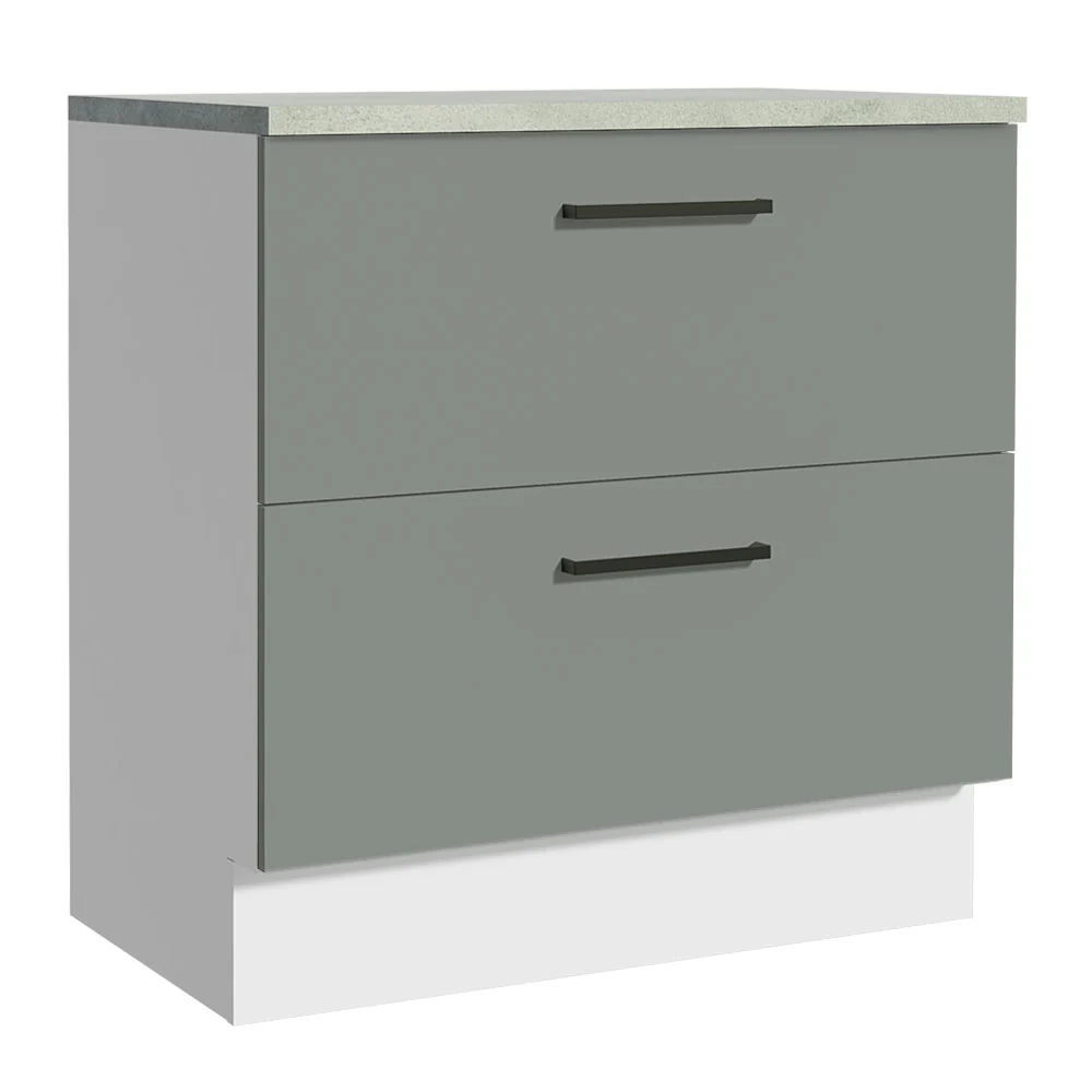 Bajo Mesada Cocina 80 x 60 cm 2 Cajones (Con Mesada) Blanco/Gris Agata Madesa