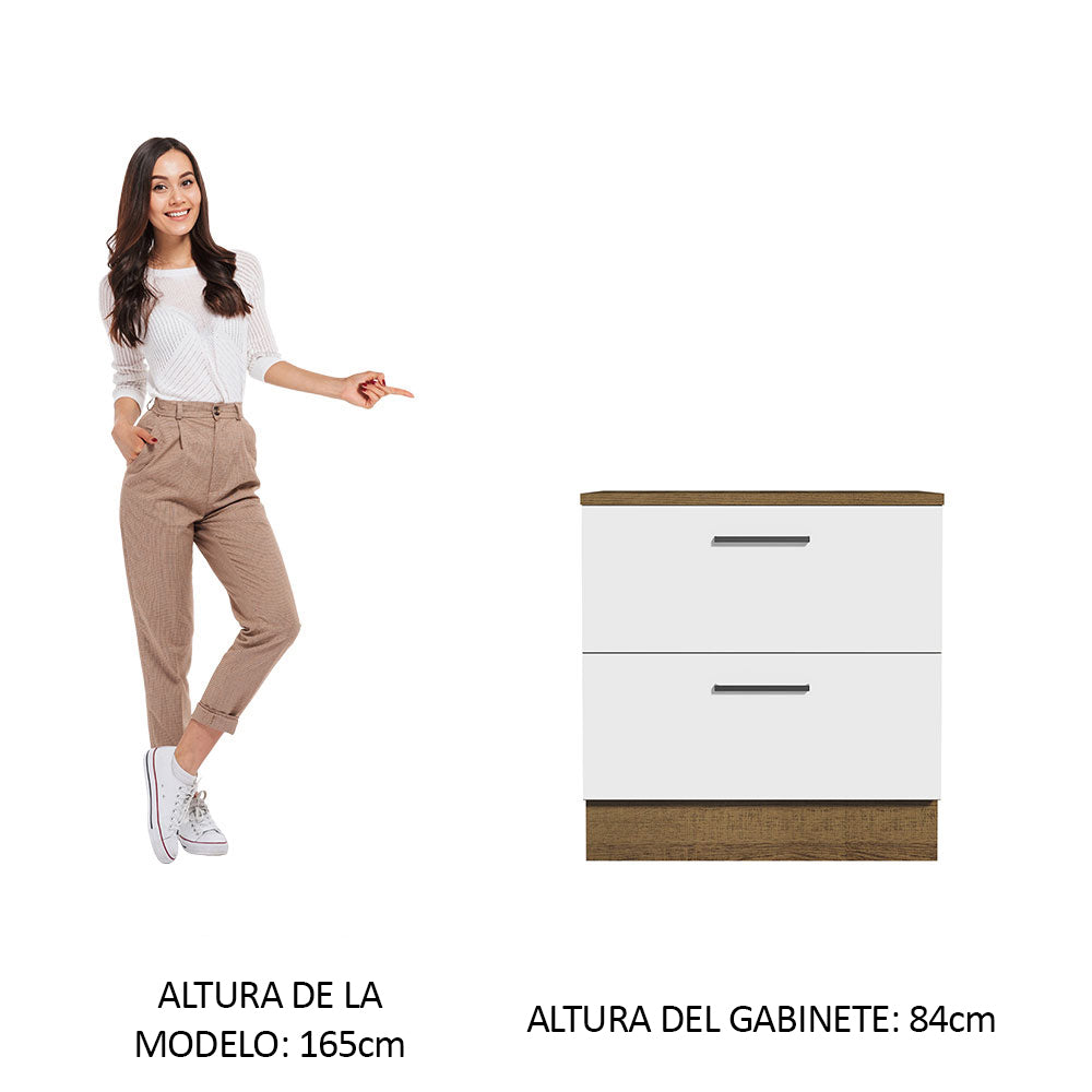 Bajo Mesada Cocina 80 x 60 cm 2 Cajones (Con Mesada) Marrón/Blanco Agata Madesa - Image 3