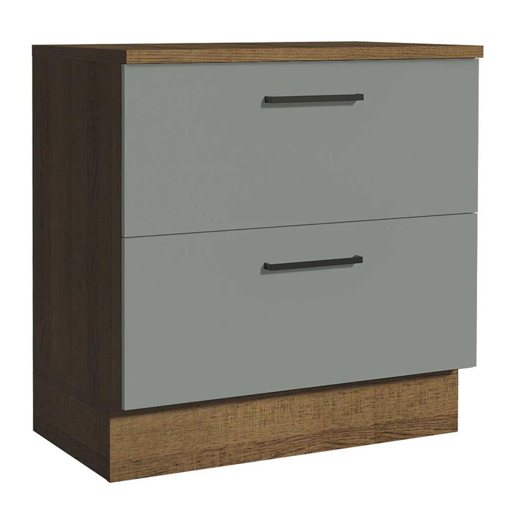 Bajo Mesada Cocina 80 x 60 cm 2 Cajones (Con Mesada) Marrón/Gris Agata Madesa