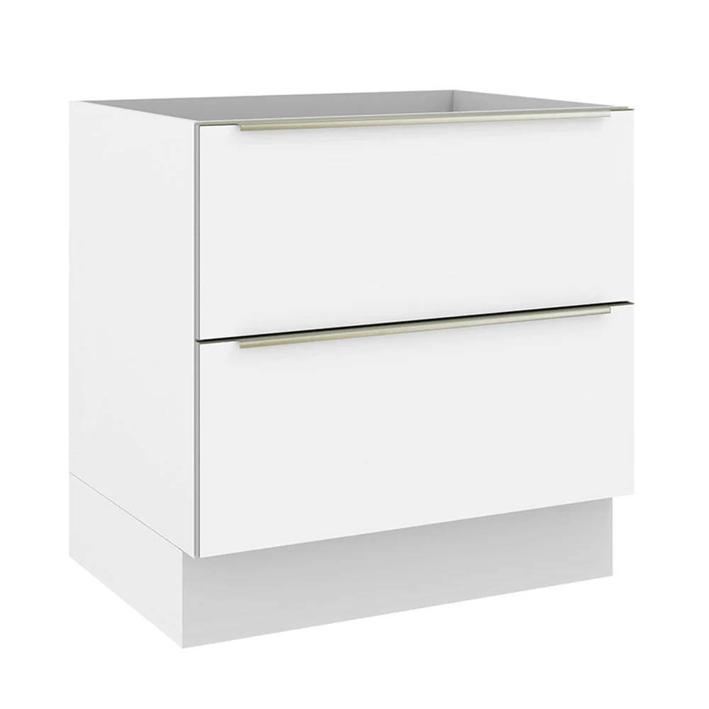Bajo Mesada Cocina 80 x 60 cm 2 Cajones (Sin Mesada) Blanco/Blanco Aterciopelado Lux Madesa