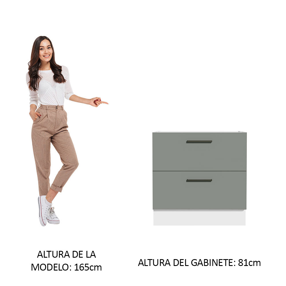 Bajo Mesada Cocina 80 x 60 cm 2 Cajones (Sin Mesada) Blanco/Gris Agata Madesa - Image 3