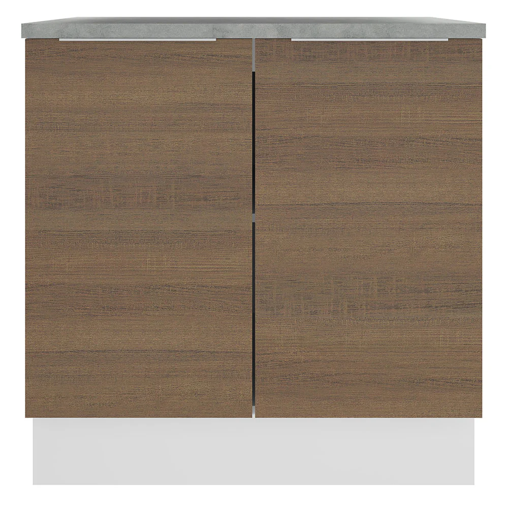 Bajo Mesada Cocina 80 x 60 cm 2 Puertas (Con Mesada) Blanco/Marrón Stella Madesa - Image 6