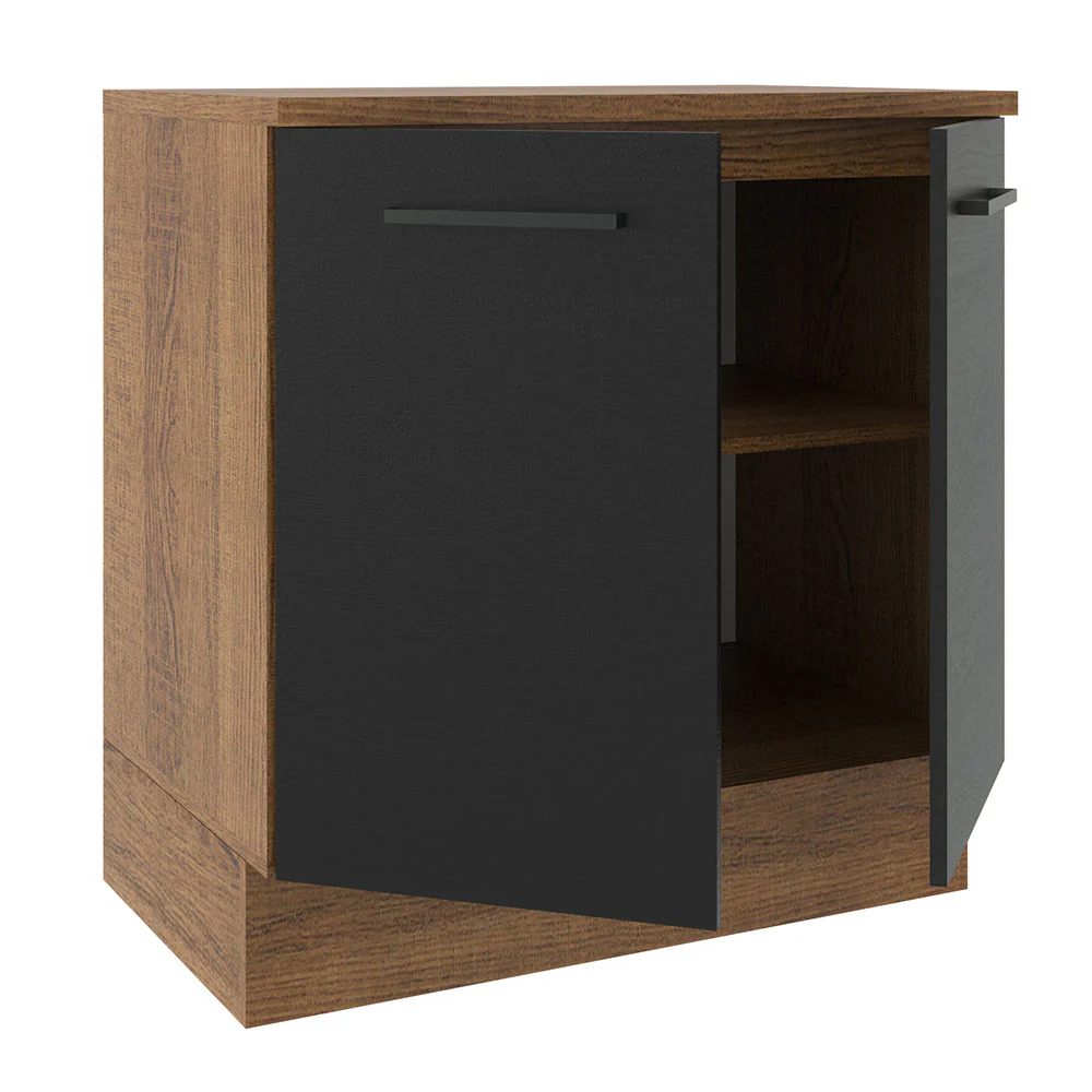 Bajo Mesada Cocina 80 x 60 cm 2 Puertas (Con Mesada) Marrón/Negro Agata Madesa - Image 6