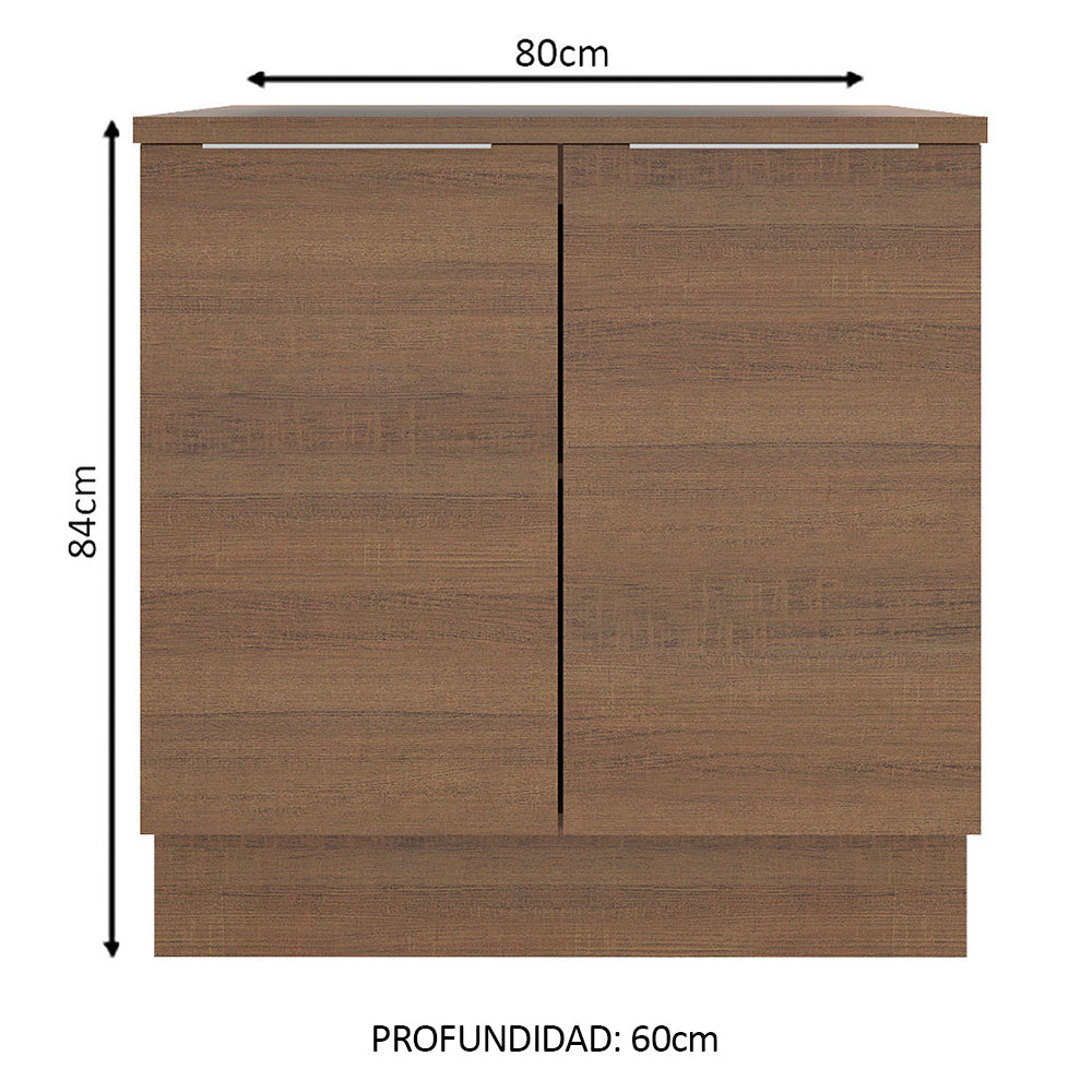 Bajo Mesada Cocina 80 x 60 cm 2 Puertas (Con Mesada) Marrón Stella Madesa - Image 2