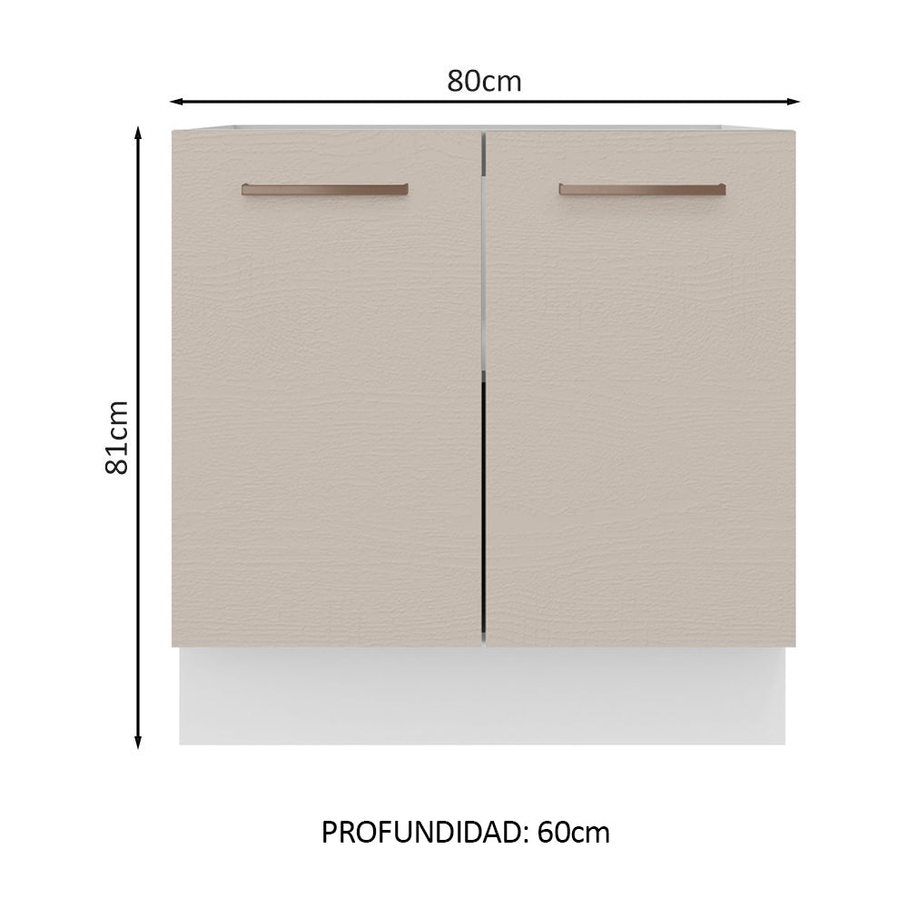 Bajo Mesada Cocina 80 x 60 cm 2 Puertas (Sin Mesada) Blanco/Crema Agata Madesa - Image 2
