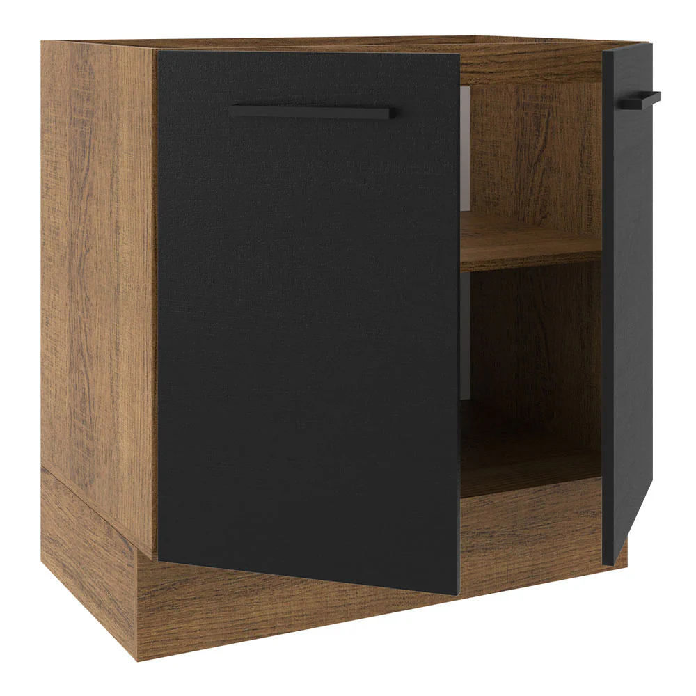 Bajo Mesada Cocina 80 x 60 cm 2 Puertas (Sin Mesada) Marrón/Negro Agata Madesa - Image 6