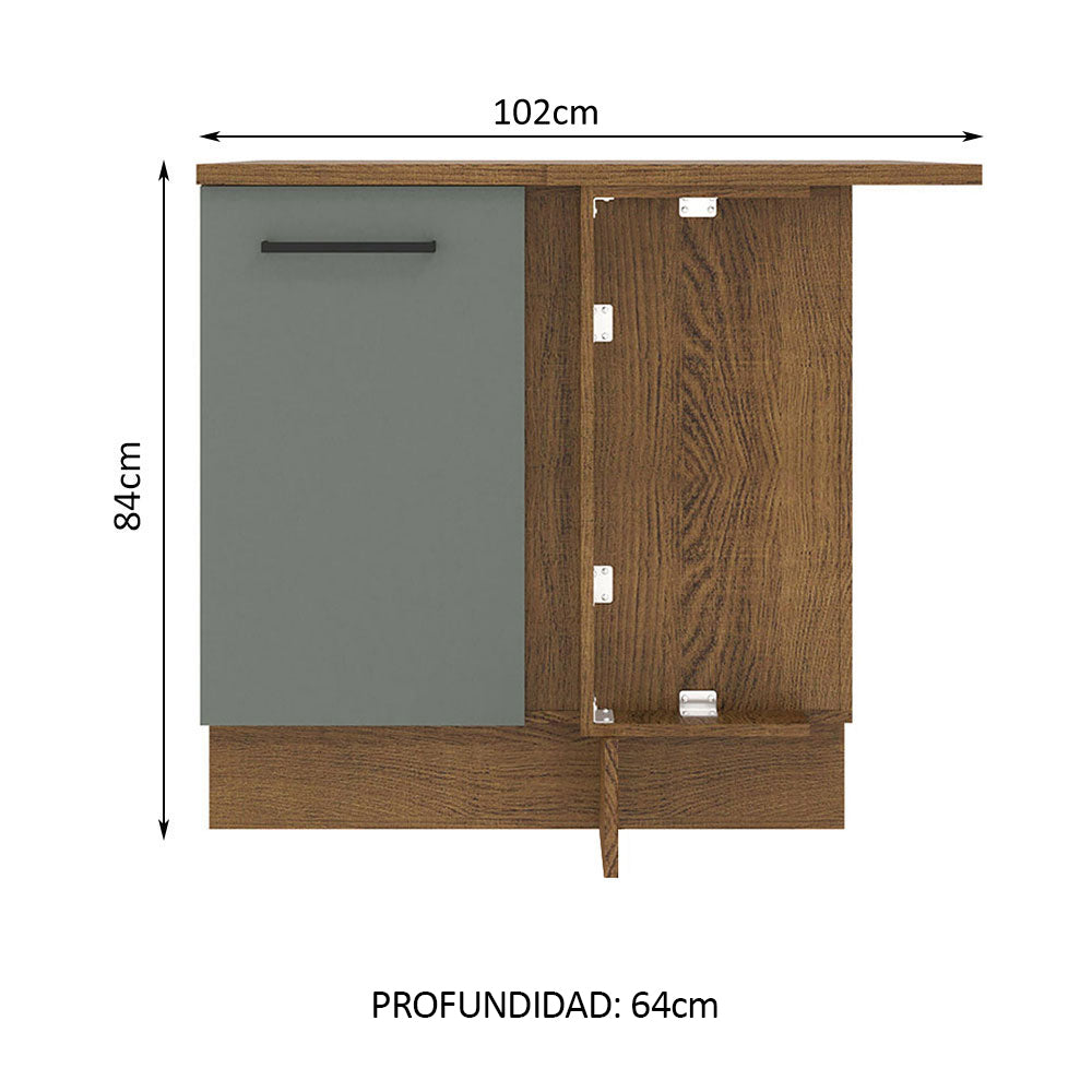 Bajo Mesada Cocina Esquinera 1 Puerta 60 cm Profundidad (Con Mesada) Marrón/Gris Agata Madesa - Image 3