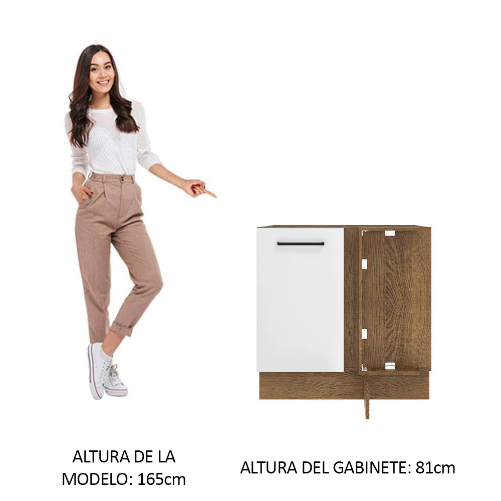 Bajo Mesada Cocina Esquinera 1 Puerta 60 cm Profundidad (Sin Mesada) Marrón/Blanco Agata Madesa - Image 3