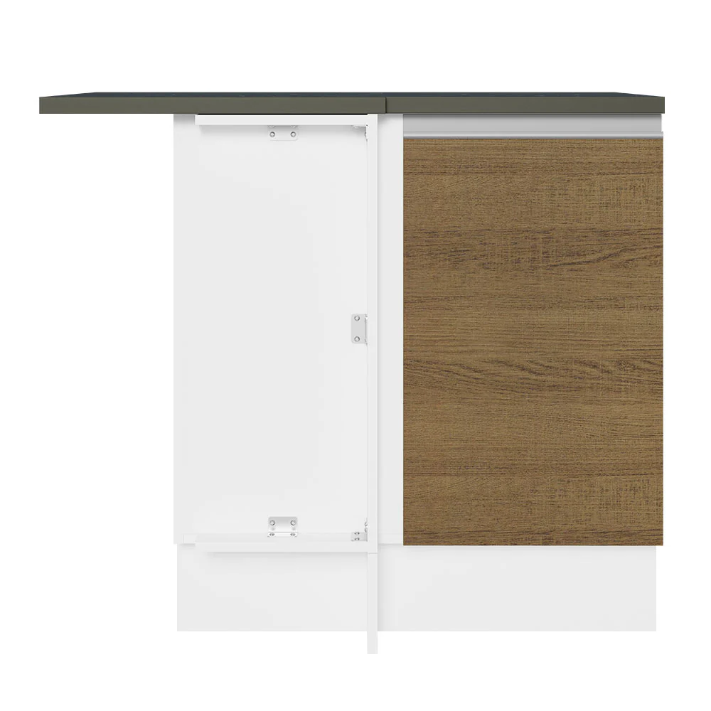 Bajo Mesada Cocina Esquinera 100% MDF 1 Puerta Blanco/Marrón Acordes Madesa - Image 6