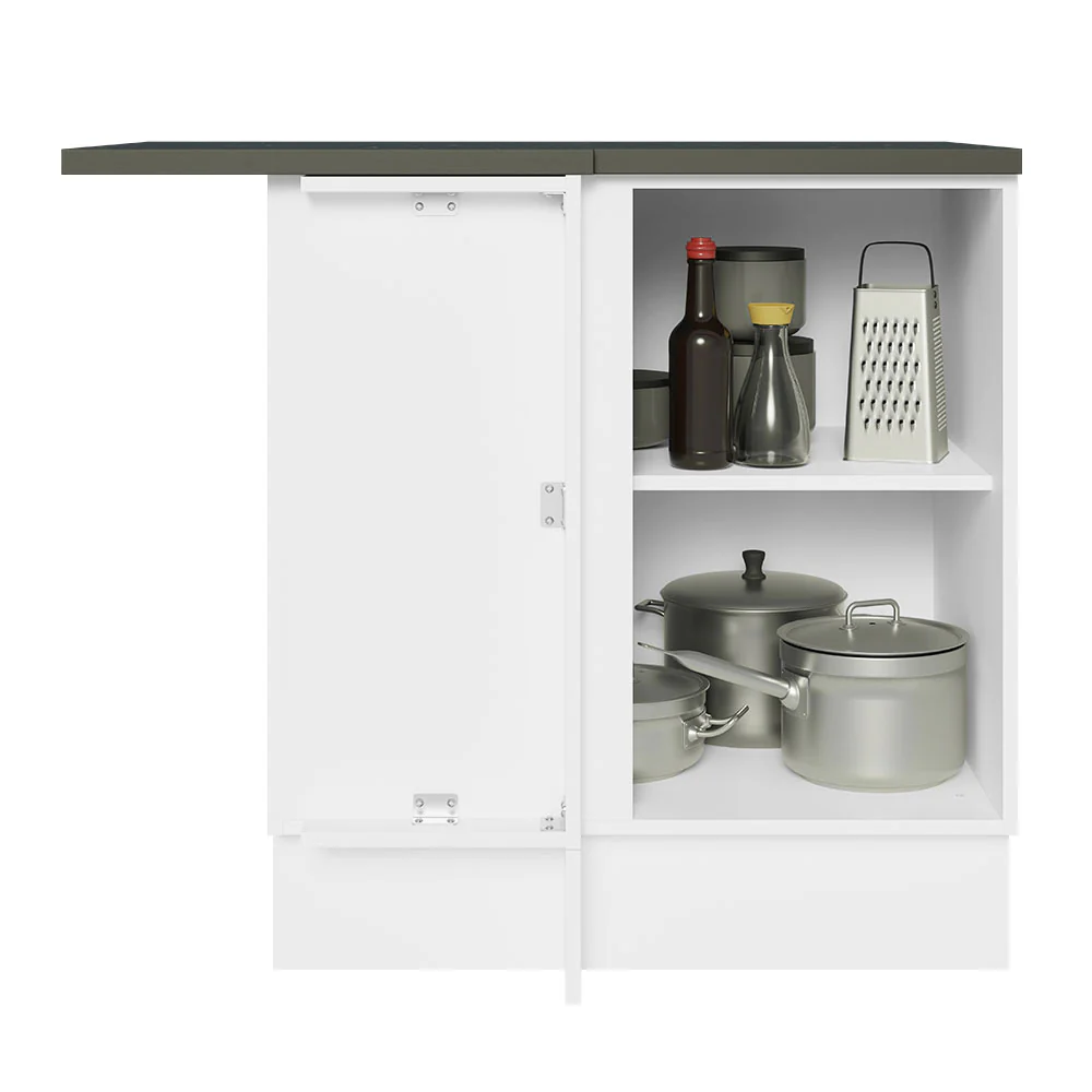Bajo Mesada Cocina Esquinera 100% MDF 1 Puerta Blanco/Negro Acordes Madesa - Image 5