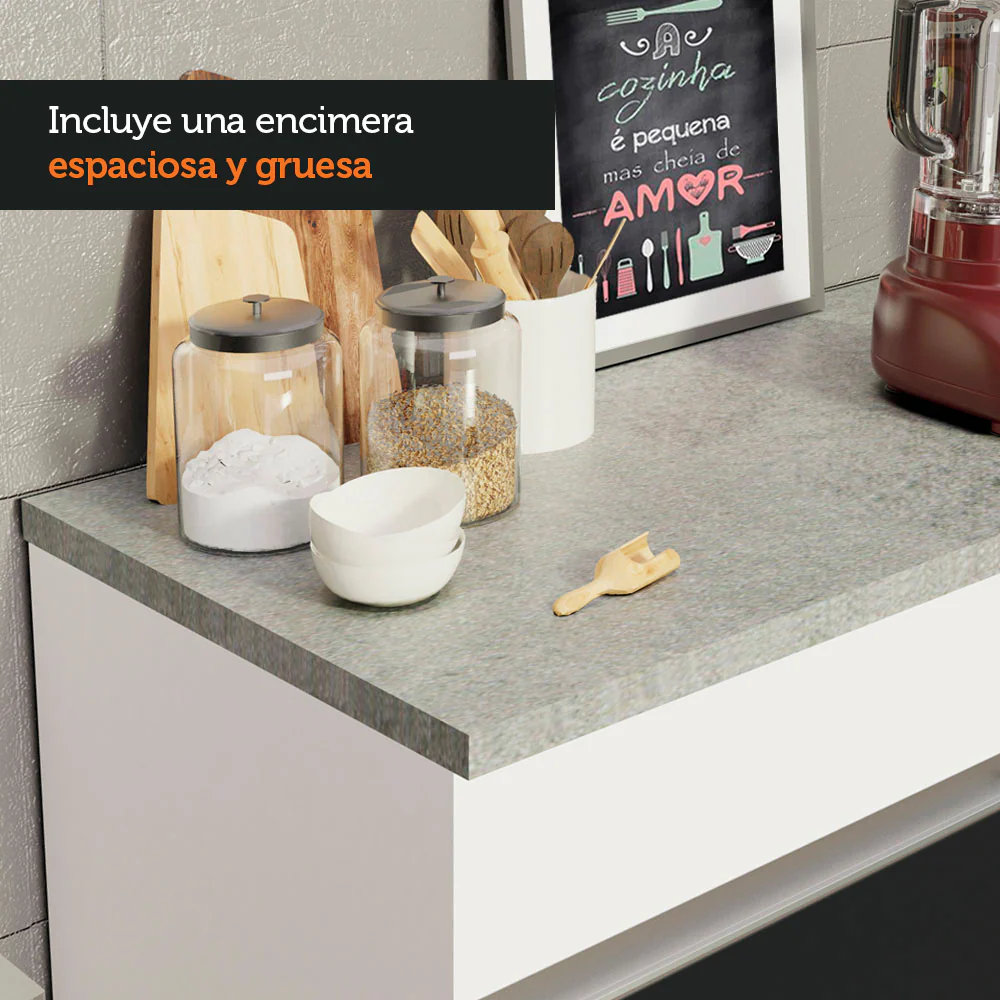 Bajo Mesada Cocina Madesa Glamy 150 cm 2 Puertas con Tapa Blanco/Negro - Image 8