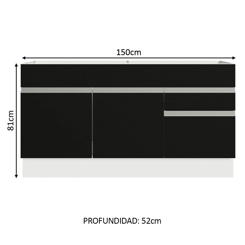 Bajo Mesada Cocina Madesa Glamy 150cm Sin Tapa BN - Image 2