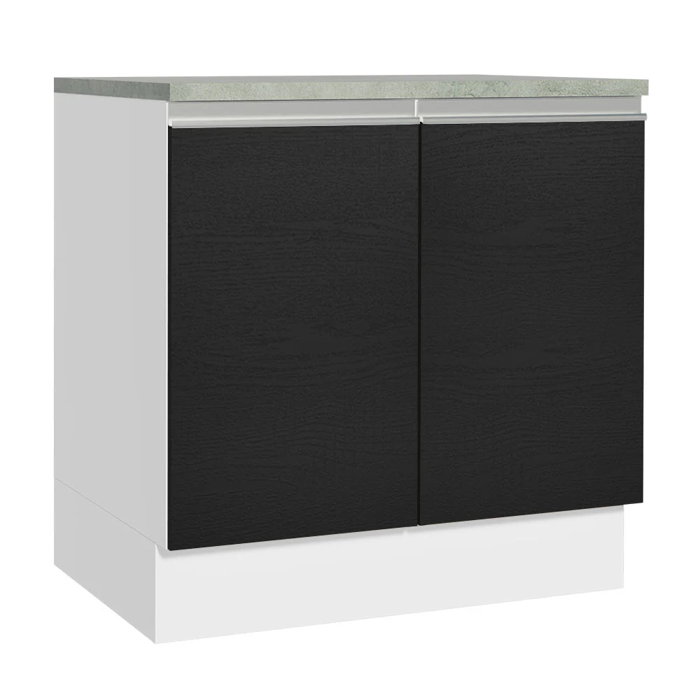 Bajo Mesada Cocina Madesa Glamy 80cm 2 Puertas Blanco/Negro