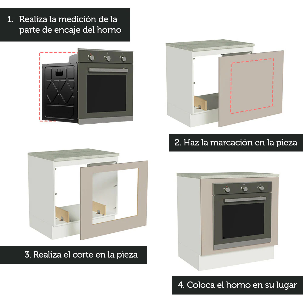 Bajo Mesada Cocina para Horno Empotrado 80 x 60 cm con Mesada Blanco/Crema Agata Madesa - Image 4