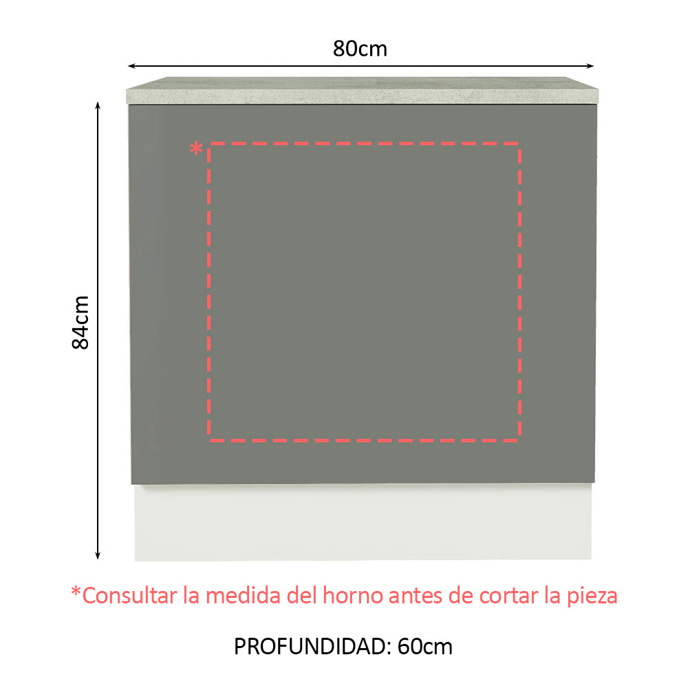 Bajo Mesada Cocina para Horno Empotrado 80 x 60 cm con Mesada Blanco/Gris Agata Madesa - Image 2