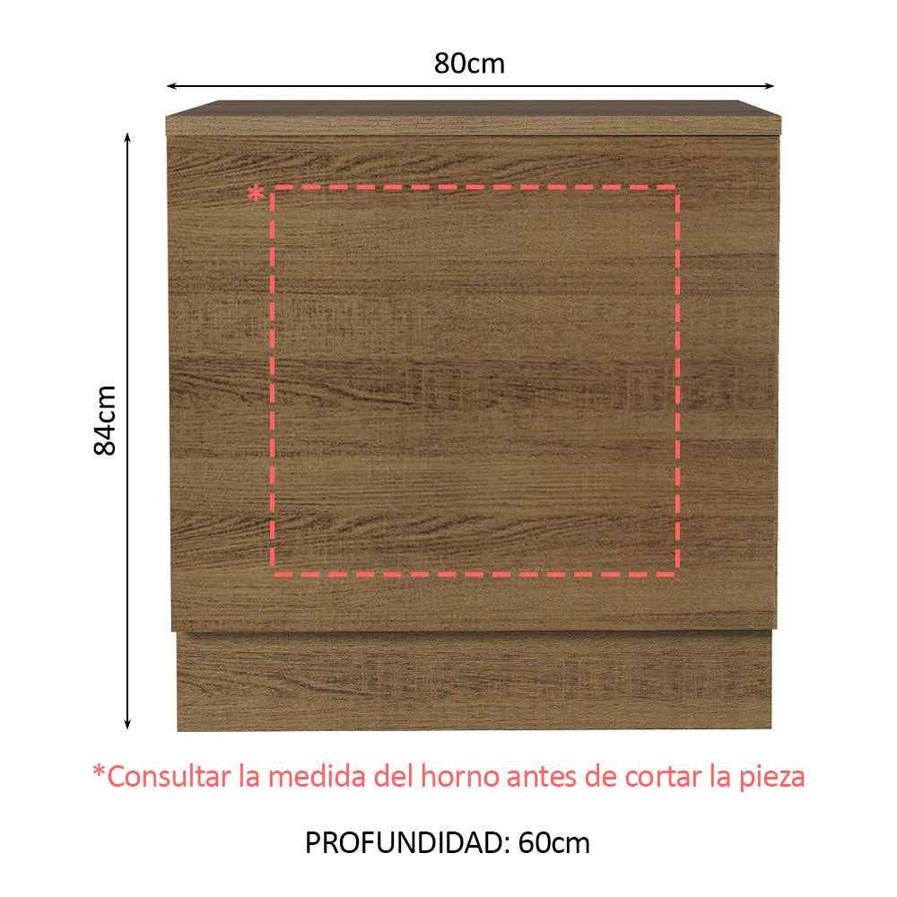 Bajo Mesada Cocina para Horno Empotrado 80 x 60 cm con Mesada Marrón Glamy, Lux, Stella Madesa - Image 2