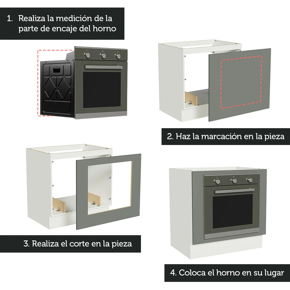 Bajo Mesada Cocina para Horno Empotrado 80 x 60 cm Sin Mesada Blanco/Gris Agata Madesa - Image 4