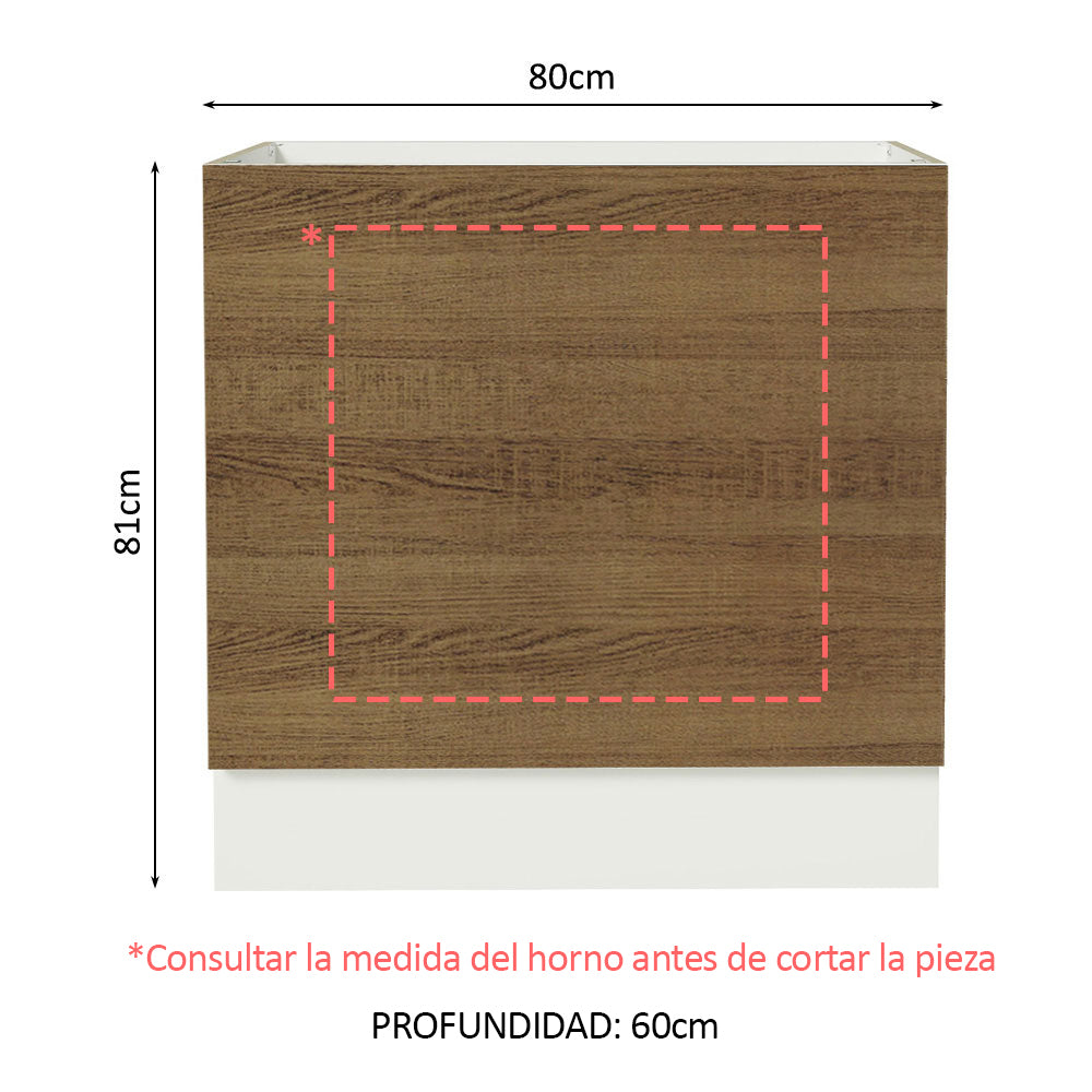 Bajo Mesada Cocina para Horno Empotrado 80 x 60 cm Sin Mesada Blanco/Marrón Glamy, Stella Madesa - Image 2