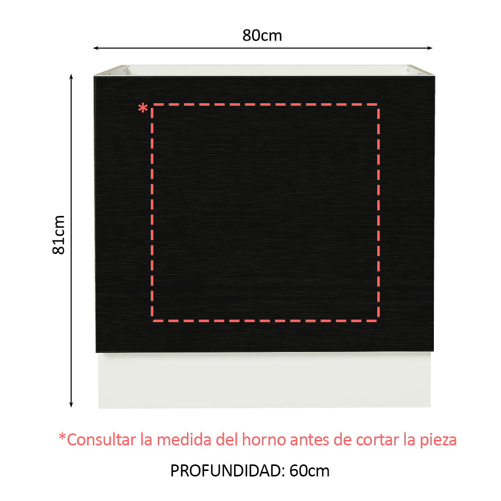 Bajo Mesada Cocina para Horno Empotrado 80 x 60 cm Sin Mesada Blanco/Negro Agata, Glamy, Madesa - Image 2